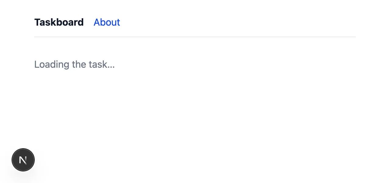 The layout's navigation bar and the text Loading the task…